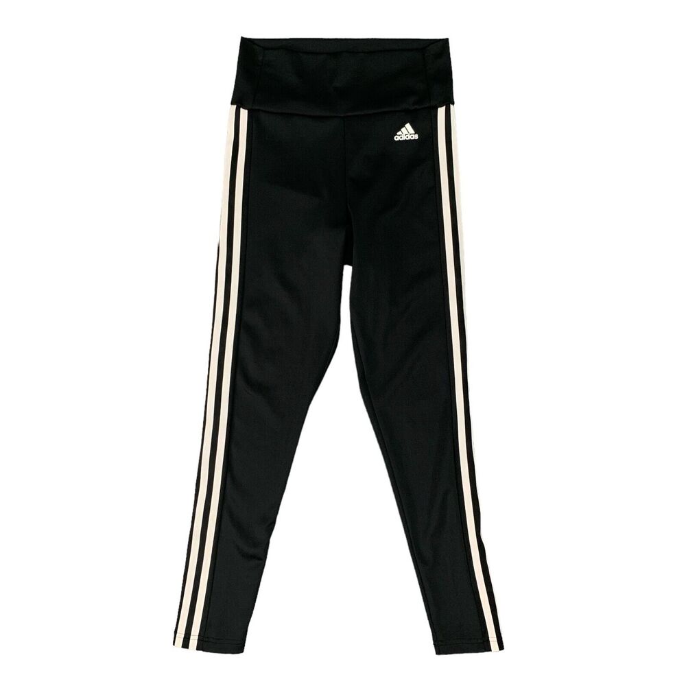 Adidas Legging Womens S Small Black 3 Stripes Aeroready Performance 7/8 Length